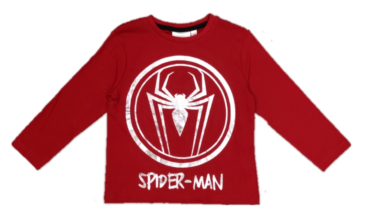 Spiderman Langarmshirt Rot mit Silberdruck